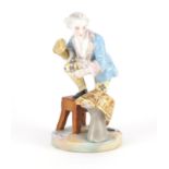 19th century Meissen figure of a worker, blue cross sword marks to the base, 16cm high :For