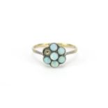 9ct gold and silver opal flower head ring, size O, 1.6g :For Further Condition Reports Please