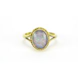 9ct gold cabochon opal ring, size L, 2.7g :For Further Condition Reports Please Visit Our Website.
