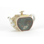 Japanese porcelain and cloisonné teapot hand painted and enamelled with flowers, character marks