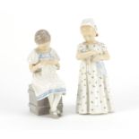 Two Bing & Grøndahl figurines of young girls, numbered 1721 and 1656, the largest 19.5cm high :For