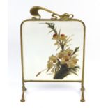 Art Nouveau brass mirrored screen hand with daffodils, impressed W B & P and numbered, 71cm high :