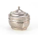 Victorian silver caddy with hinged lid by Charles Stuart Harris, London 1902, 10cm high, 149.5g :For