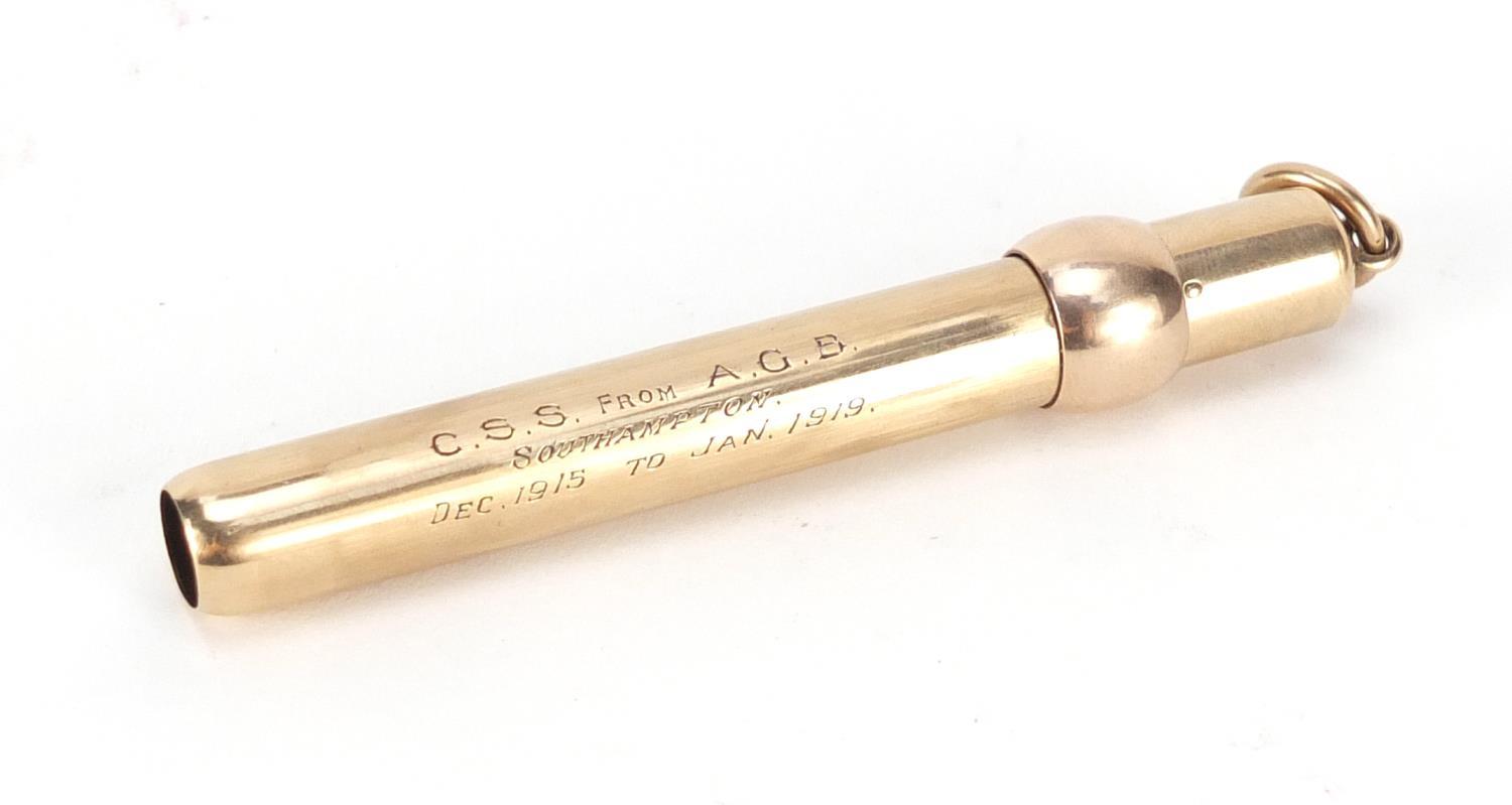 9ct gold propelling pencil, 8.5cm in length when closed, 26.5g :For Further Condition Reports Please