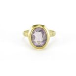 9ct gold amethyst ring, size K, 2.2g :For Further Condition Reports Please Visit Our Website.