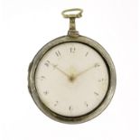 Georgian silver pair cased pocket watch by S Hanet, the Verge fusee movement numbered 406, the