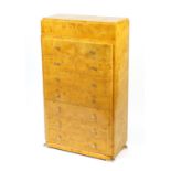 zzzz to brigth Art Deco style birdseye maple tall boy chest with eight drawers and chrome