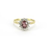 9ct gold pink and clear stone ring, size L, 1.9g :For Further Condition Reports Please Visit Our