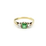 9ct gold green and clear stone ring, size N, 1.7g :For Further Condition Reports Please Visit Our