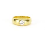 18ct gold diamond solitaire Gypsy ring, size T, 10.8g :For Further Condition Reports Please Visit