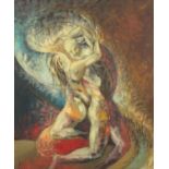 Armando Alemdar 2012 - Siren, oil and crayon on linen, framed, 61cm x 50.5cm :For Further