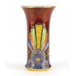Carlton Ware vase hand painted in the fan pattern, paper label to the base, 21cm high :For Further