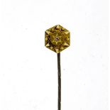 Victorian 15ct gold diamond tie pin, housed in a Victorian leather box, 5cm in length :For Further