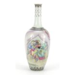 Chinese porcelain vase, hand painted in the famille rose palette with an Emperor in a palace,