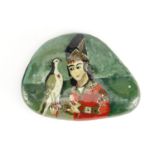 Berrak Iscan, hand painted stone, signed to the reverse, 12cm wide :For Further Condition Reports