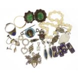 Vintage and later jewellery including silver and enamel cufflinks and silver earrings :For Further