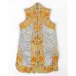 Chinese silk jacket embroidered with flowers, character marks to the interior, 70cm in length :For