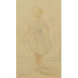 Portrait of a young dancer in an interior, pencil and wash, bearing a signature Zorn, mounted