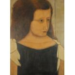 Manner of Fernand Khnopff - Head and shoulders portrait of a young girl, oil on canvas, inscribed