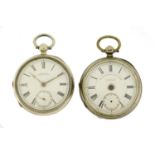 Two gentleman's silver open face pocket watches comprising Waltham Mass and The Express English