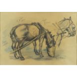 Guy Rodden - Study of horses, pencil and wash, inscribed verso, mounted and framed, 24cm x 17cm :For
