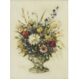 Emily M Paterson RSW - Mixed bouquet, watercolour, housed in a gilt metal ornate frame, inscribed