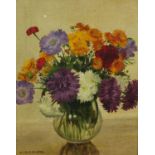 After H Davis Richter - Still life flowers in a vase, oil, framed, 38cm x 30.5cm :For Further
