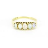 18ct gold opal five stone ring, size N, 2.8g :For Further Condition Reports Please Visit Our