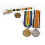 British Military World War I pair with Imperial service badge and commemorative medallion, the