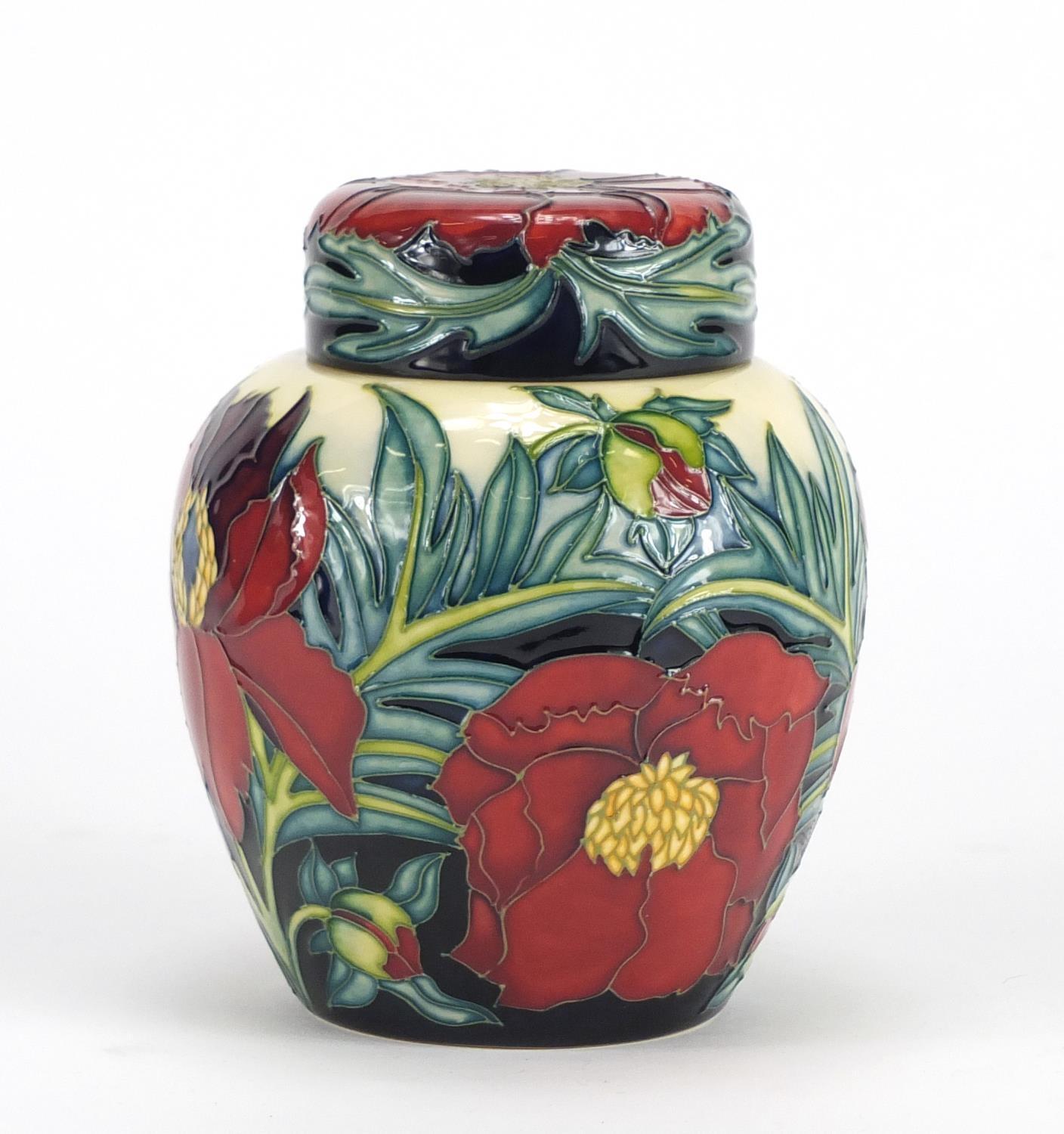 Moorcroft pottery ginger jar and cover with box, hand painted with stylised flowers, dated 2004, - Image 3 of 5