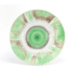 Art Deco Shelley Harmony wall plaque having a green glaze, 36.5cm in diameter :For Further Condition