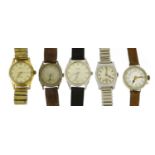 Five vintage wristwatches including Uno, Poljot and one silver :For Further Condition Reports Please
