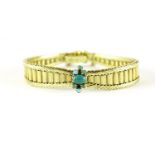 Continental 18ct gold turquoise bracelet with graduated flattened links, 16cm in length, 32.8g :