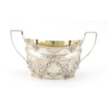 Victorian silver twin handled sugar bowl by George John Richards & Edward Charles Brown, embossed