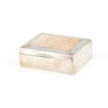 Rectangular silver cigarette box, the hinged lid with engine turned decoration, Birmingham 1924,