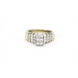 14ct gold diamond cluster ring, size M, 6.8g :For Further Condition Reports Please Visit Our