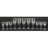 Two sets of five Waterford crystal Lismore pattern glasses, the largest 13cm high :For Further