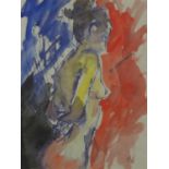 Valerie Knight - The nude female form, watercolour, label verso, mounted and framed, 31.5cm x