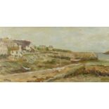 Coastal scene with moored fishing boats, Newlyn school oil, bearing a signature J A Park, mounted
