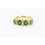 Victorian 18ct gold emerald and diamond ring, size L :For Further Condition Reports Please Visit Our