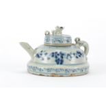 Chinese porcelain Yuan style squatted teapot, hand painted with flowers, 8.5cm high :For Further