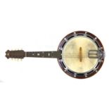 British made rosewood banjolele with carrying case, 62cm in length :For Further Condition Reports