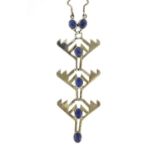 Modernist Icelandic silver and lapis lazuli necklace by Aurum, 44cm in length, 32.5g :For Further