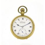 Gentleman's gold plated Everite open face pocket watch with subsidiary dial, retailed by H Samuel