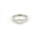 Platinum princess cut diamond solitaire ring, approximately 0.25ct, size I, 4.0g :For Further