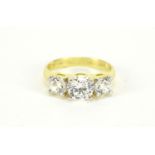 Gold coloured metal clear stone ring, size L, 3.0g :For Further Condition Reports Please Visit Our