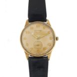 Vintage gentleman's 9ct gold Longines wristwatch, 3.4cm in diameter :For Further Condition Reports