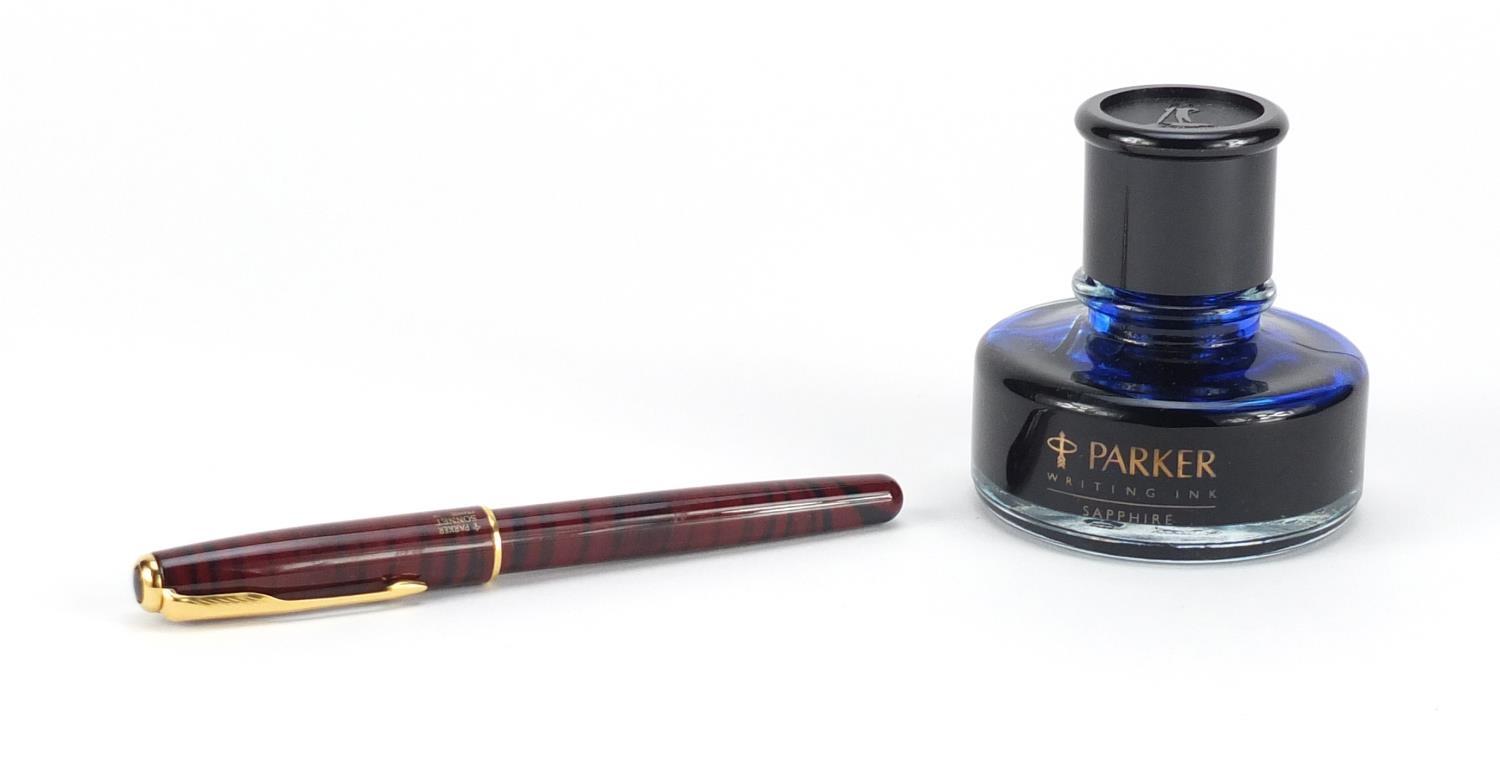 Parker Sonnet fountain pen with sapphire writing ink, box and case :For Further Condition Reports - Image 4 of 16