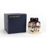 Moorcroft pottery ginger jar and cover with box, hand painted with stylised flowers, dated 2001,