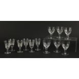 Two sets of six Stuart crystal glasses, the largest 11cm high :For Further Condition Reports